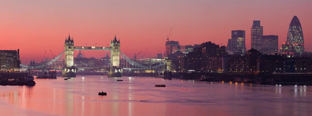 A multi segment panoramic image of the London skyline from the Bermondsey banks of the Thames. 2008 Photo by DAVID ILIFF 