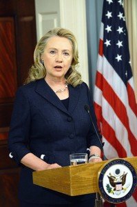 U.S. Secretary of State Hillary Rodham Clinton delivers remarks on the deaths of American personnel in Benghazi, Libya, at the U.S. Department of State in Washington, D.C., September 12, 2012. [State Department photo/ Public Domain]