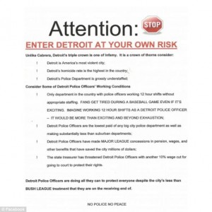 Financial problems have plagued Detroit and Ed Schultz says it's the GOP's fault  Photo: Detroit police handout: "Enter at your own risk" flyer