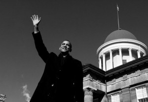 Sen. Barack Obama announces his candidacy for President of the United States at the Old State Capitol in Springfield, Ill. on Feb. 10, 2007. (photo by Pete Souza)