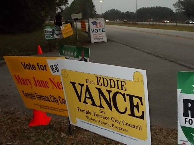 Signs at the Florida voting location, nearly absent of Presidential campaign signs  photo Brandon Jones