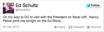 Ed Schultz, a visitor the White House, is "amazed" people don't love President Obama