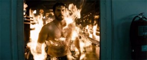 Henry Cavill as Superman on fire Man of Steel photo