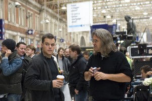 Matt Damon and director Paul Greengrass on the set of "The Bourne Ultimatum"
