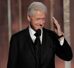 Bill Clinton appeared at the 2013 Golden Globes thanks to director Steven Spielberg  photo screenshot of coverage