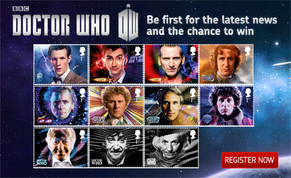 Doctor Who stamp collection, photo supplied by Royal Mail