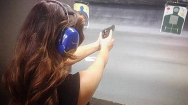 Kim Kardashian at gun range back in Nov
