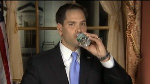 Marco Rubio drinking water during speech
