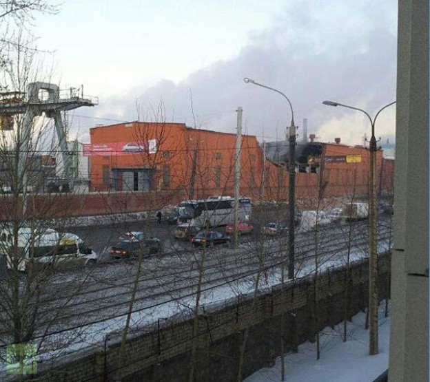 Local zinc factory was damaged the severest, some of its walls collapsing (Photo from Twitter.com user @TimurKhorev) 
