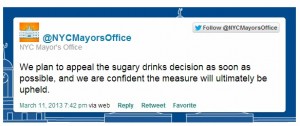 NY Mayor appeal soda ban tweet