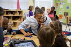 President Barack Obama visits a pre-kindergarten in Georgia. The Obama mandates led to the sex education program in Chicago which begins in kindergarten (Official White House Photo by Pete Souza)