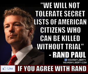 Rand Paul filibuster we will not tolerate Facebook photo