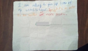 Kid crayon note give up Constitutional rights