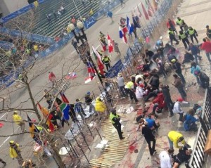 The bloody aftermath of the Boston Marathon bombing is what the US deserves according to one UN official. photo Twitter/@theoriginalwak