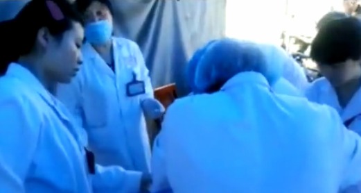 screenshot of video China health care workers