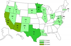Persons infected with the outbreak strain of Salmonella Saintpaul, by State Image/CDC