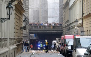 Gas explosion in Prague photo/screenshot of Rt coverage
