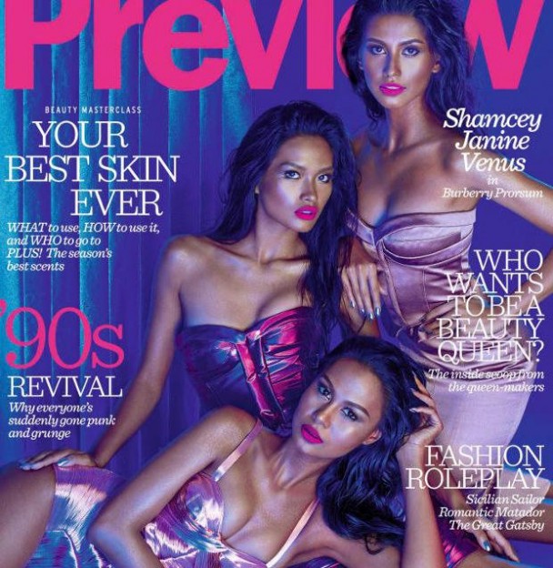 Venus Raj, Shamcey Supsup, and Janine Tugonon on the cover of Preview Image/Facebook