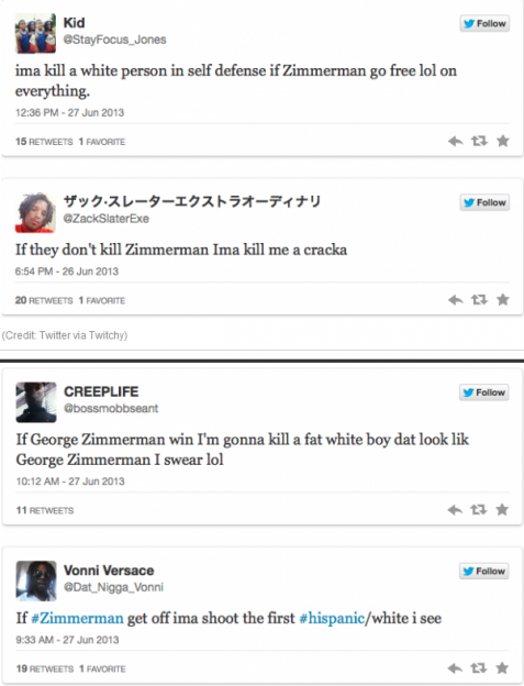 twitter profanity George Zimmerman kill someone