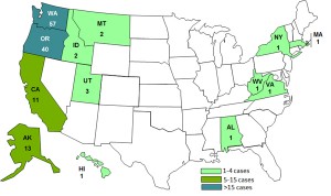 Persons infected with the outbreak strain of Salmonella Heidelberg, by state Image/CDC