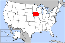 USA map, Iowa in red Image/The General Libraries, The University of Texas at Austin