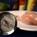  The USDA recommends that all poultry be cooked to a safe minimum internal temperature of 165 °F, as measured with a food thermometer. Image/CDC
