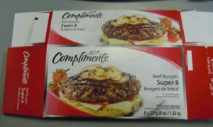 Compliments brand Super 8 Beef Burgers  Image/CFIA