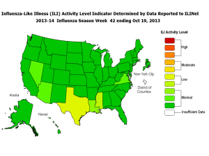 Influenza in the US map Image/CDC