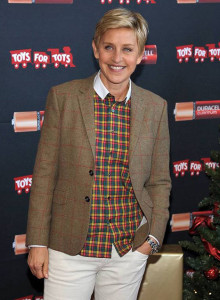 Ellen DeGeneres, Toys for Tots Marines and local children celebrate the launch of the Duracell Power a Smile program that will donate up to 1 million batteries to Toys for Tots, triggered by the purchase of eligible Duracell battery packs. (Nov. 22, Van Nuys Airport, Los Angeles) Photo by John Shearer/Invision for Duracell/AP Images