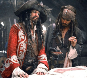 Keith Richards Johnny Depp Pirates of the Caribbean At Worlds End photo