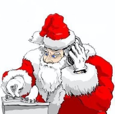 Santa Claus listening music DJ Santa