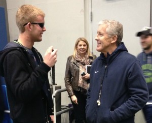 Jake Olson meeting with Coach Pete Carroll