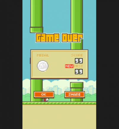 Flappy Bird gameover screenshot