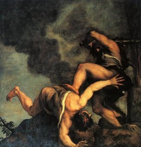 Titian's painting of Cain murdering Abel (circa 1542-1544)