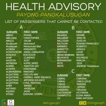 Partial list of passengers Image/Facebook