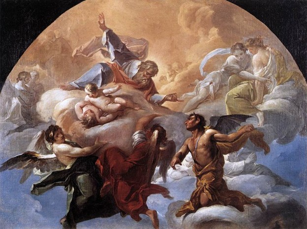 Satan Before The Lord painting by Corrado Giaqunto circa 1750