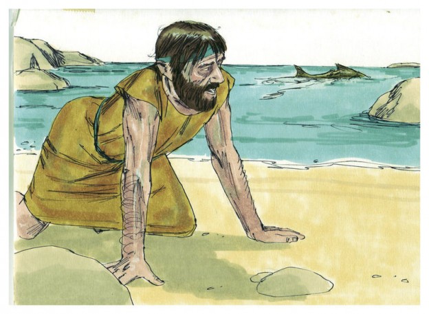 Jonah from the Bible  illustration by by Jim Padgett, courtesy of Sweet Publishing, 