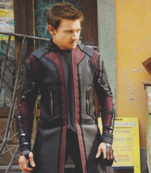 Jeremy Renner as Hawkeye Avengers Age of Ultron set photo