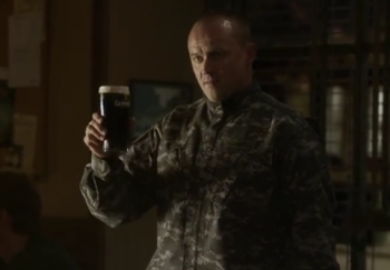 soldier toasting in Guenness beer commercial