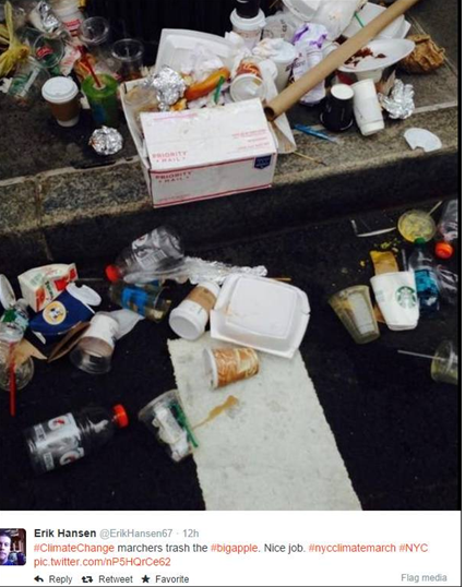 environmental protest trash left behind in New York