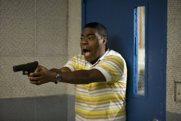 Tracy Morgan Cop Out photo screaming with a handgun