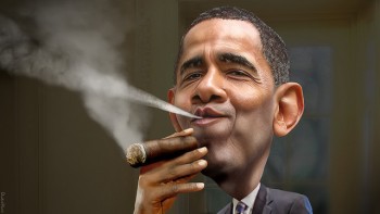 President Barack Obama smoking cigar donkeyhotey