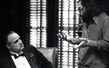 Marlon Brando and Francis Ford Coppola on set