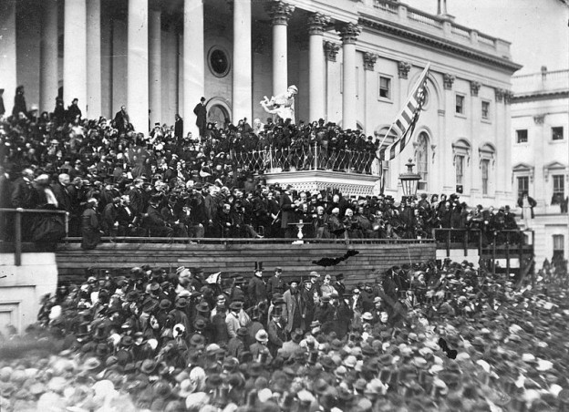 Abraham Lincoln delivering his second inaugural address as President of the United States, Washington, D.C. on March 4, 1865  photo/ Library of Congress