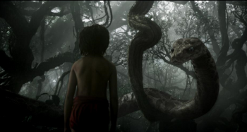 the jungle book Mowgli meets Kaa Neel Sethi Scarlett Johansson in jungle