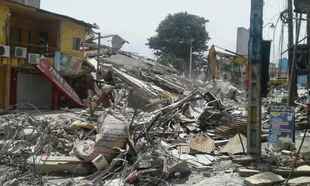 Entire neighborhoods on Ecuador’s Pacific coast were flattened by the 7.8 earthquake. Photo courtesy of IOM 