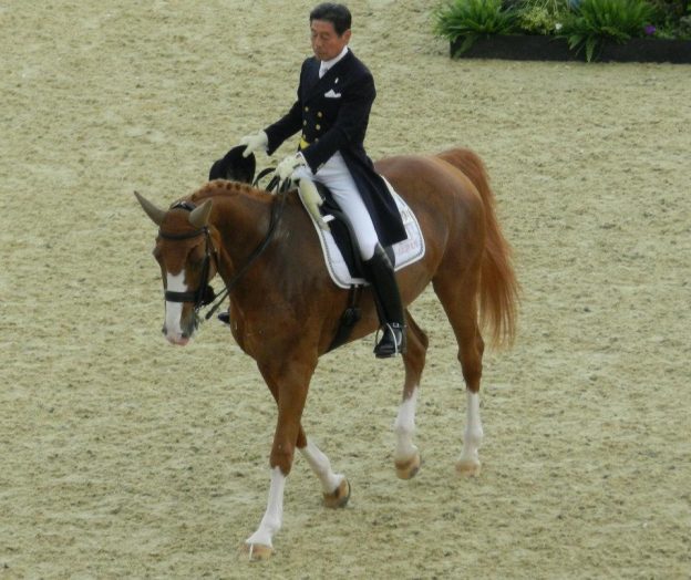 Hiroshi Hoketsu, the oldest competitor at the the London 2012 Summer Olympics photo/ The Rambling Man and Kim Ratcliffe of Think Equestrian via wikipedia