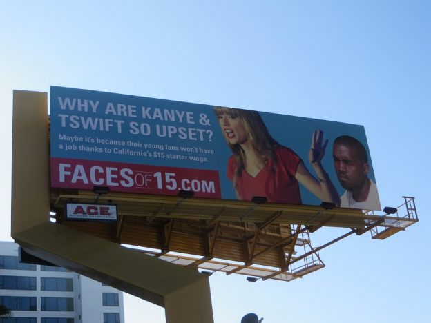 Kanye West Taylor Swift2 fifteen dollar hour minimum wage billboard