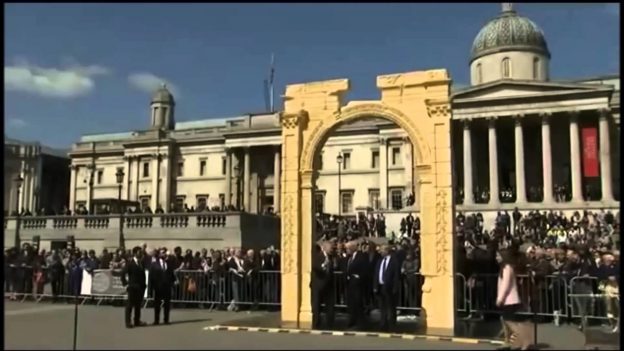 Temple of Baal Arch unveiling in London photo/ screenshot from YouTube video